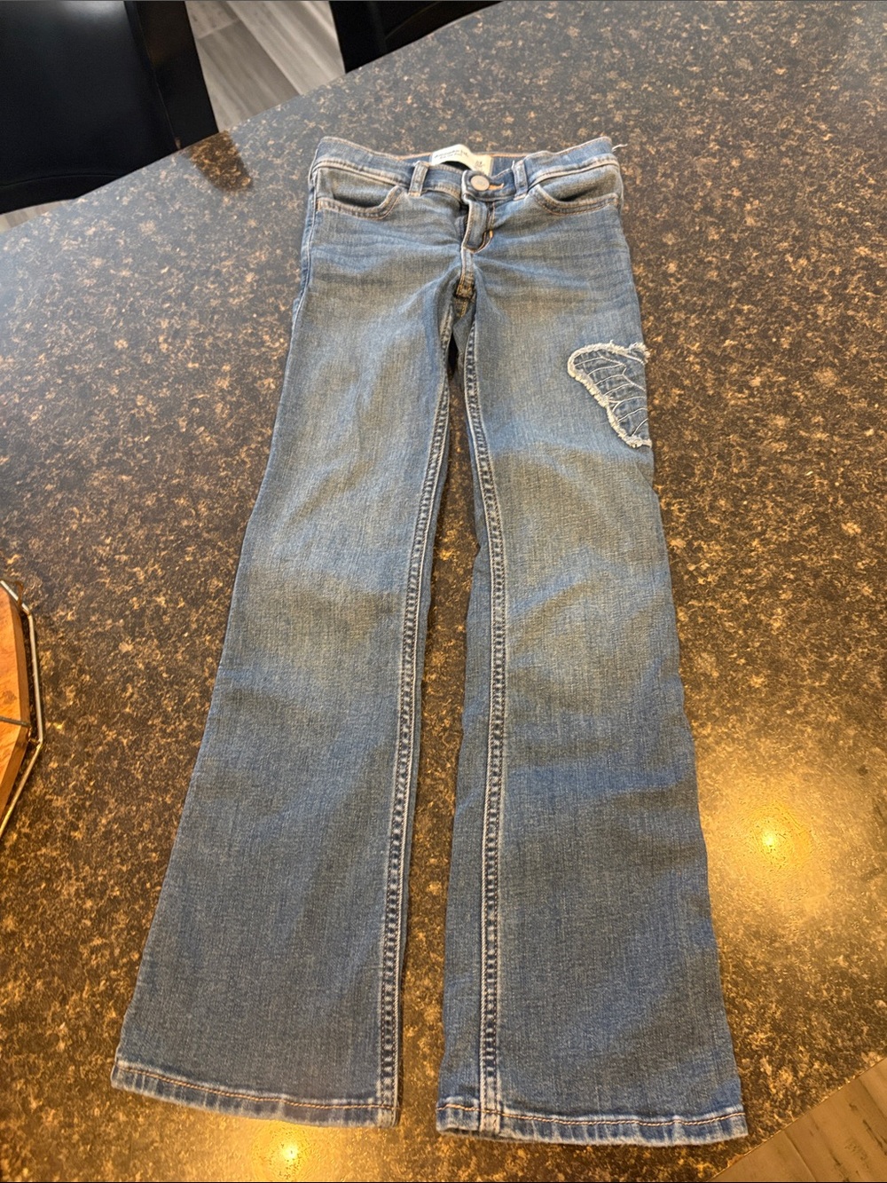 Girls Abercrombie Blue Denim Flared Jeans